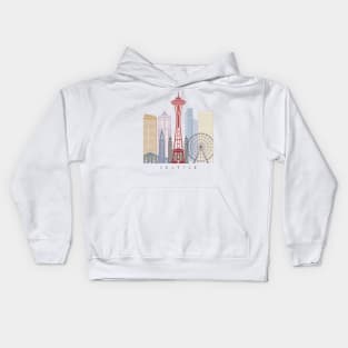 Seattle skyline poster Kids Hoodie